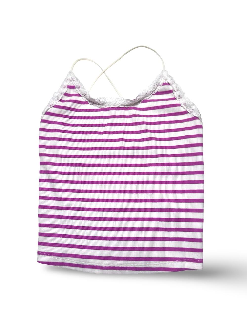 American Eagle Striped Ribbed Crisscross Back Cami Size XS